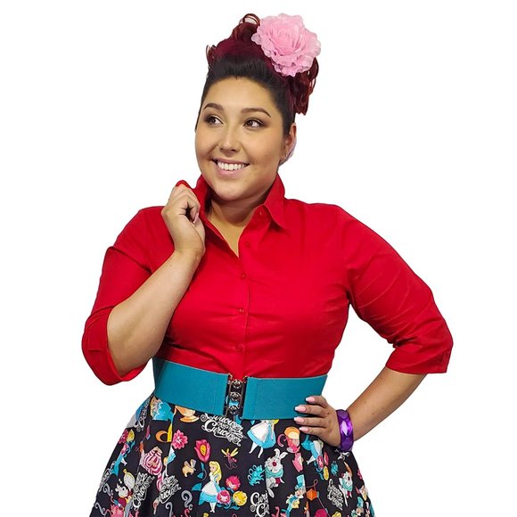 The Oblong Box Shop Tops - TOBS The Quintessential Pinup Blouse - Red